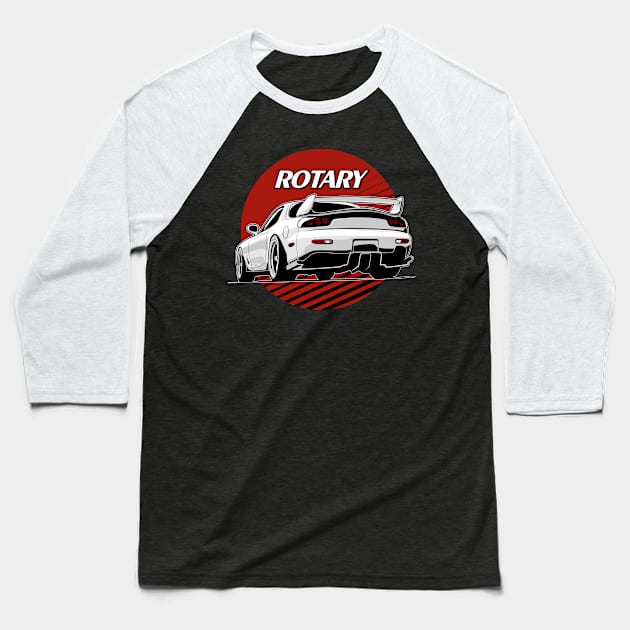 Mazda RX7 White Baseball T-Shirt by JDMAPEX